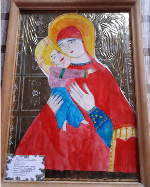 Icoană ”Maica Domnului”, Lucian Grițcan, cl. IV ”C”, IPLT ”P.N.Dadiani”, prof. Olimpia Tanasevici