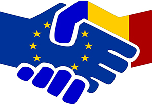 EU - Romania / Handshake, symbol of agreement or friendship