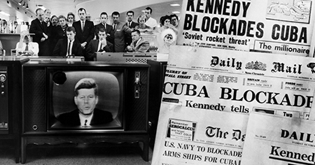 People Watching Pres. John F. Kennedy's Tv Announc