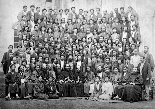 Групповая фотография участников Всеяпонского Православного Собора12 1882 г. В центре сидит св. равноап. Николай Японский